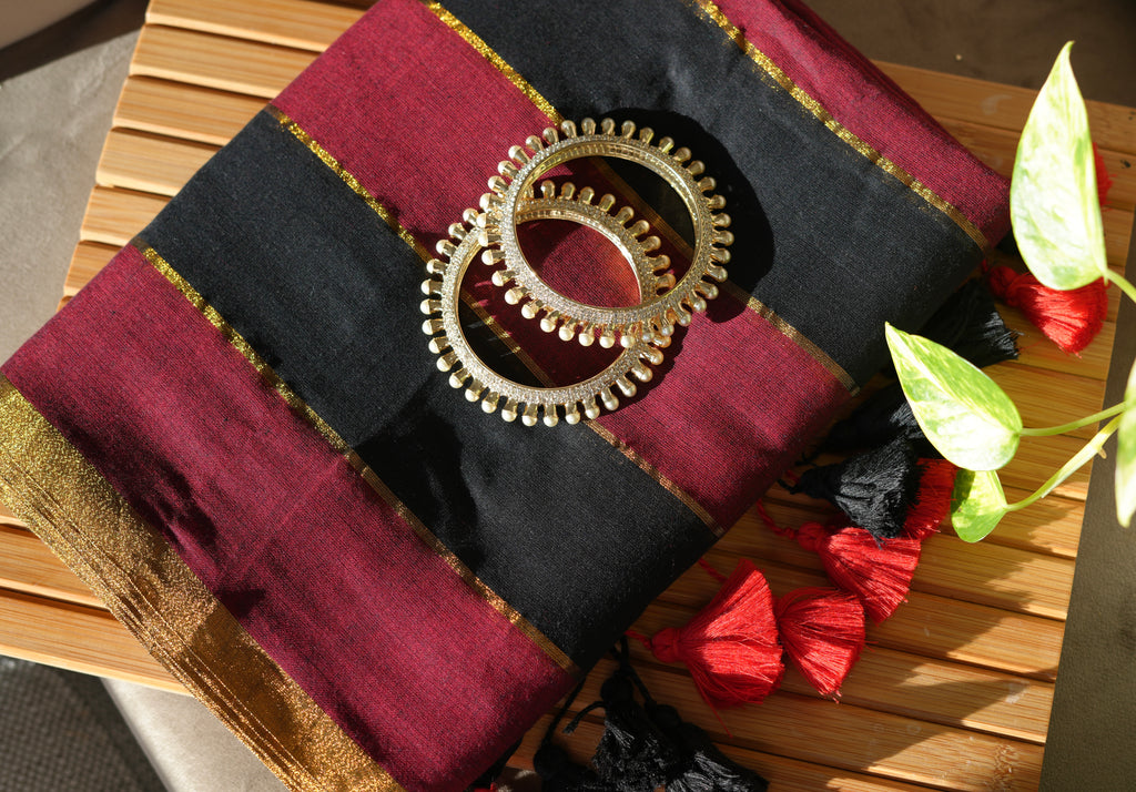 Midnight Mulberry Mul Cotton Saree