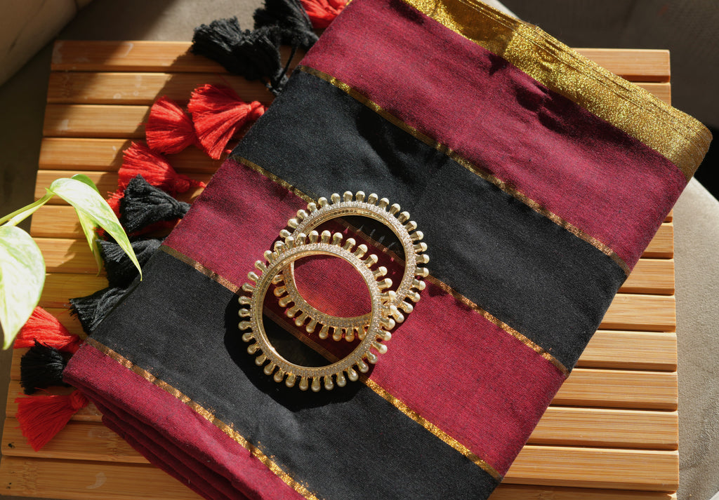 Midnight Mulberry Mul Cotton Saree