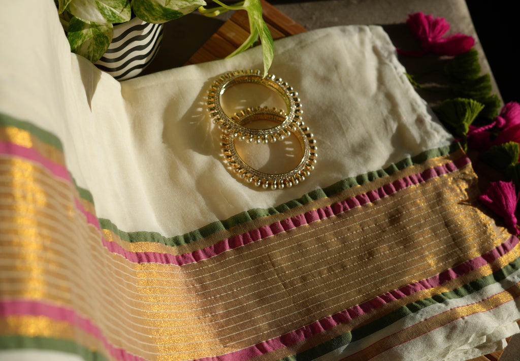 Champagne Garden Mul Cotton Saree