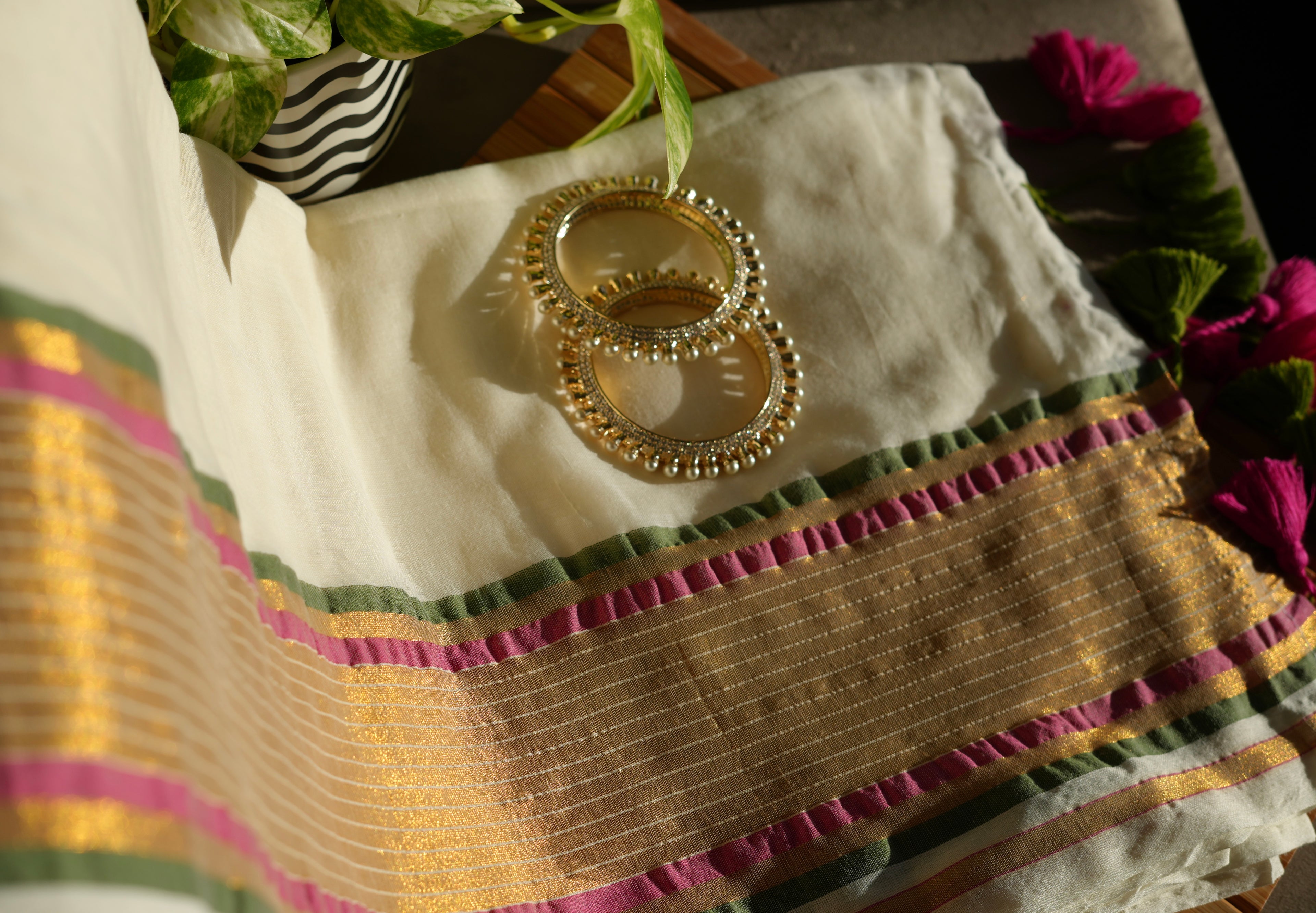 Champagne Garden Mul Cotton Saree