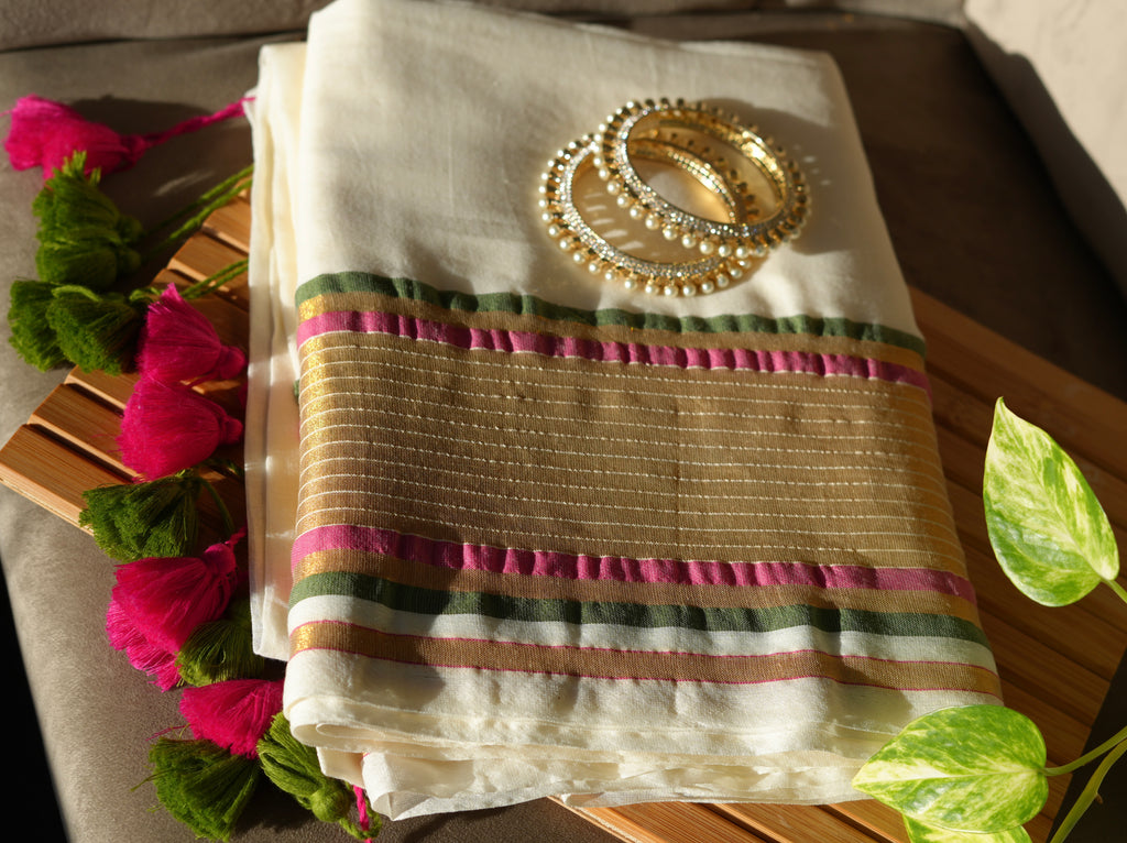 Champagne Garden Mul Cotton Saree