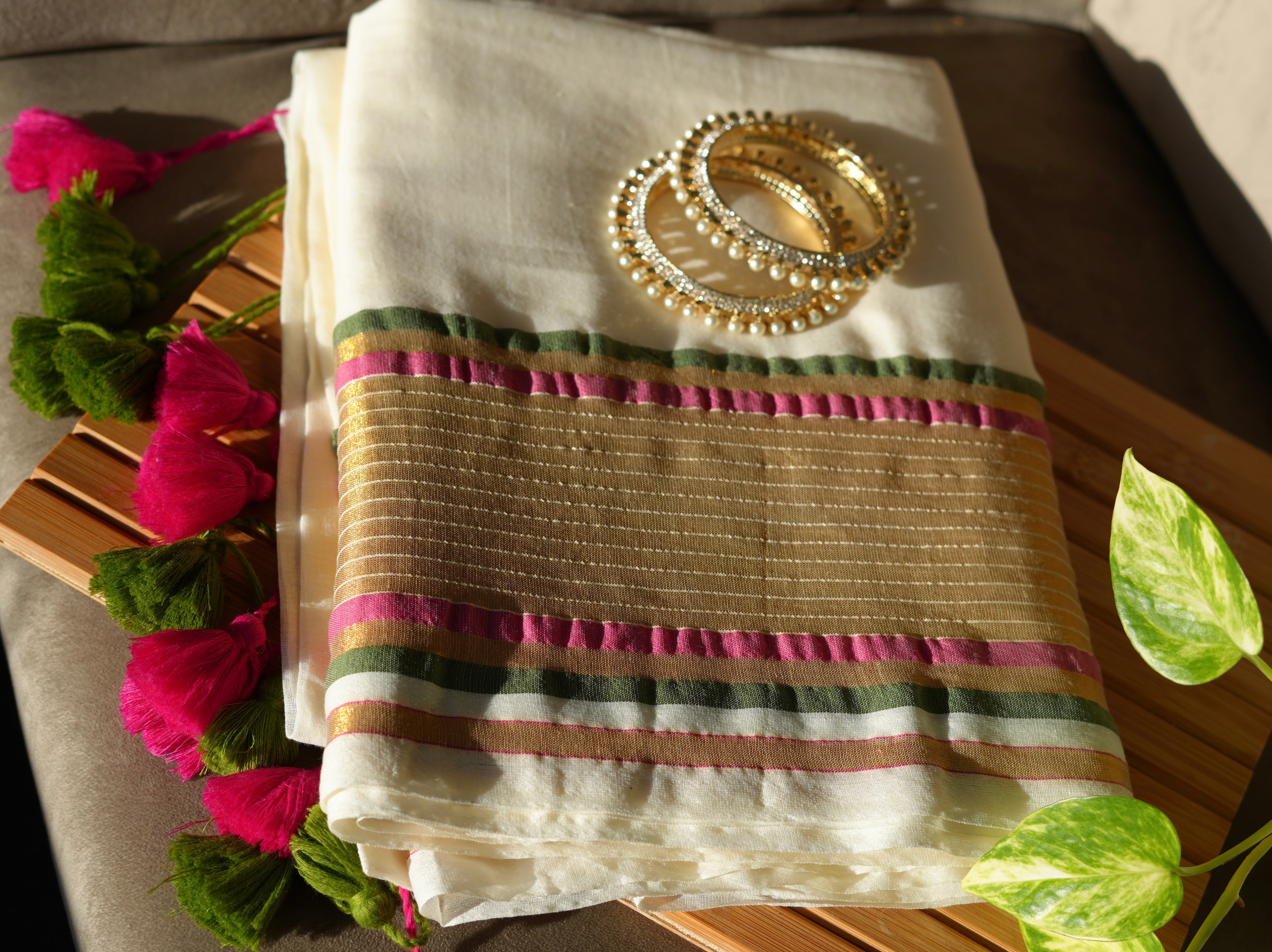 Champagne Garden Mul Cotton Saree