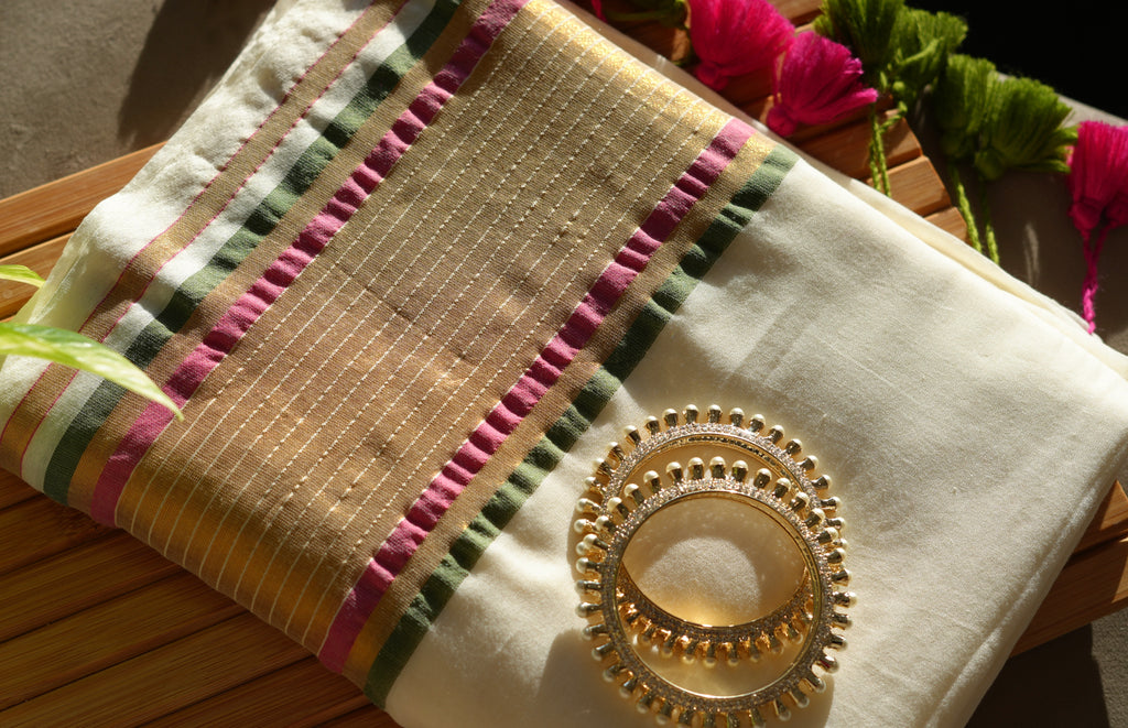Champagne Garden Mul Cotton Saree