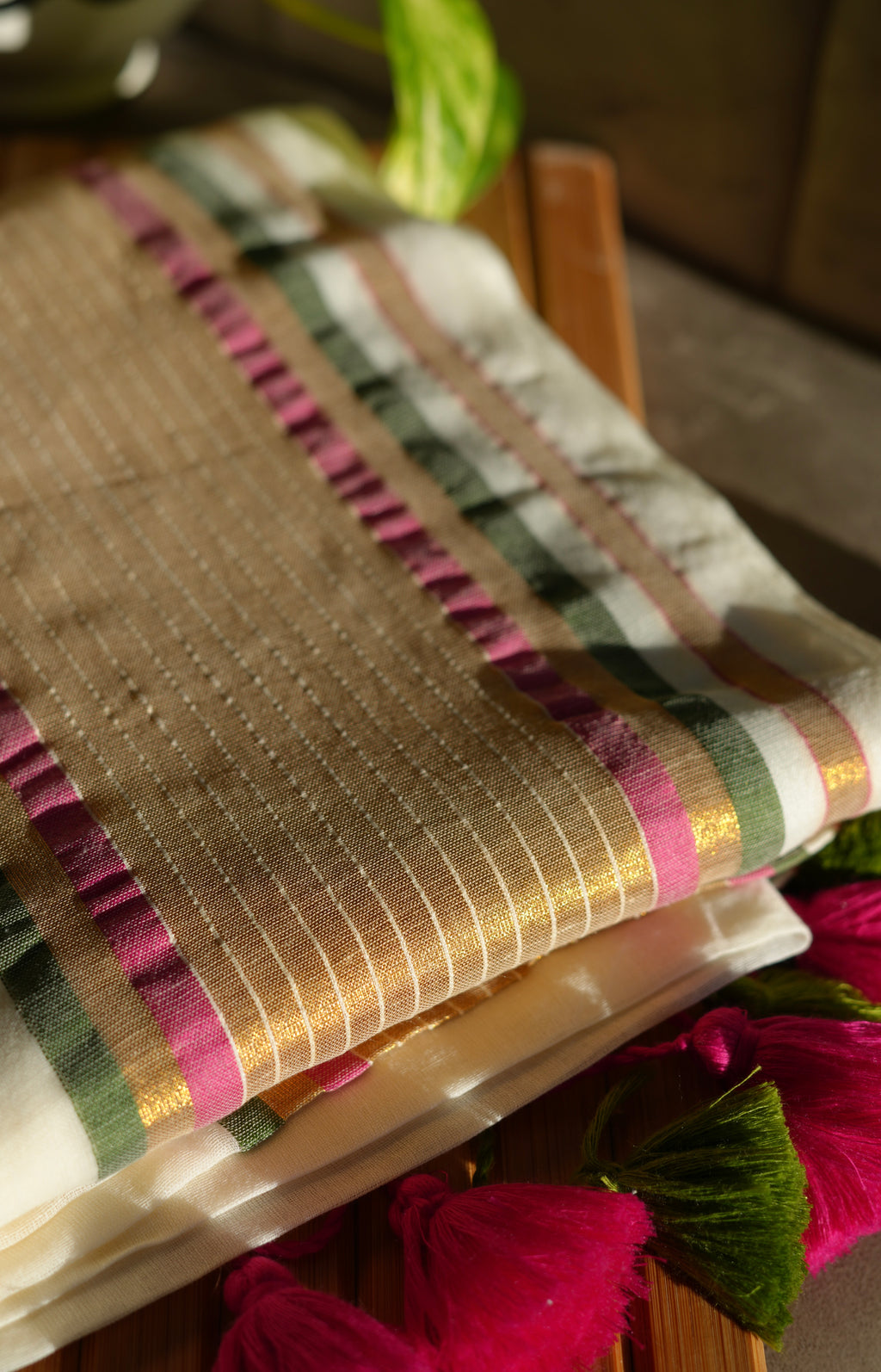 Champagne Garden Mul Cotton Saree
