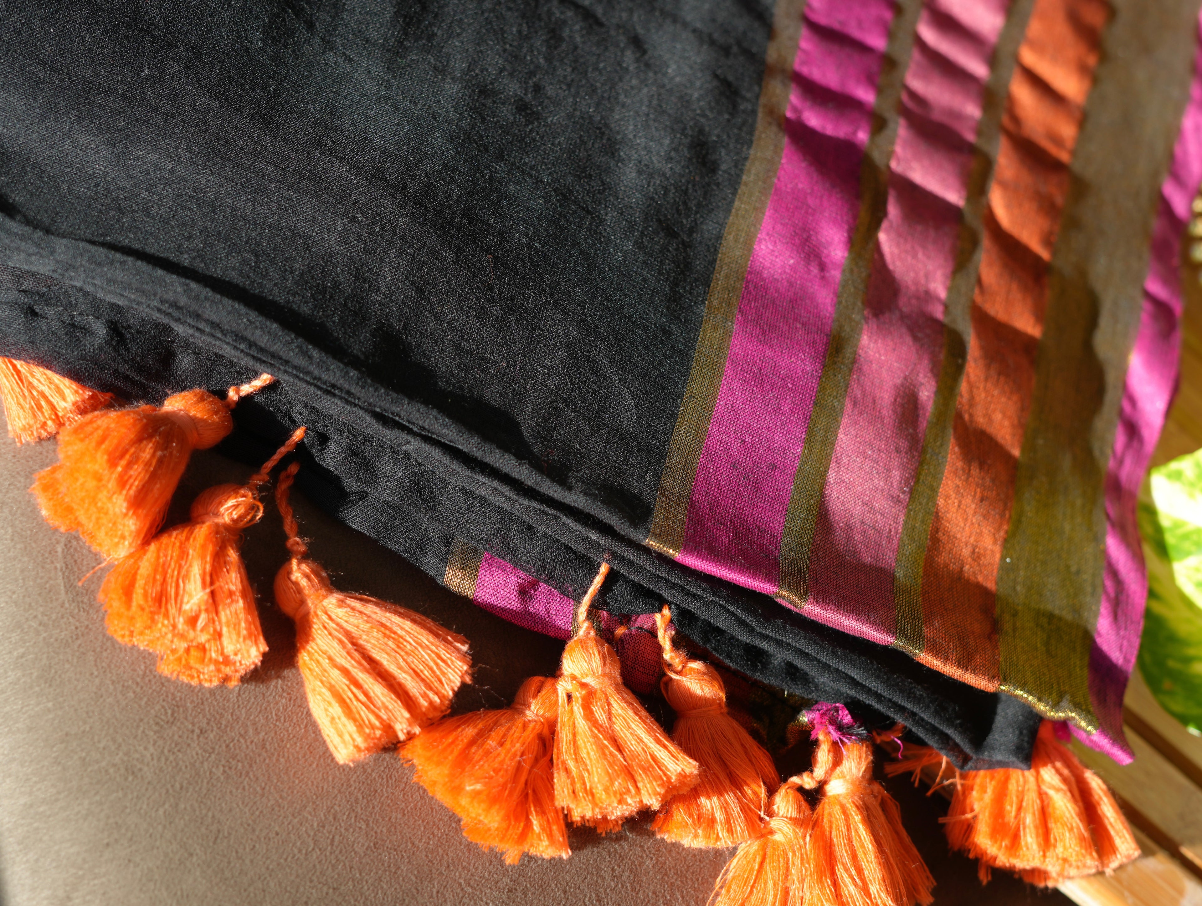 Midnight Mogra Mul Cotton Saree