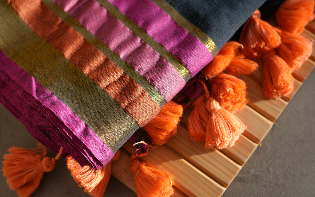 Midnight Mogra Mul Cotton Saree